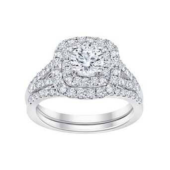 Brilliant Love 10k White Gold 1 5/8 Carat T.W. Lab Grown Diamond Cushion Frame Ring