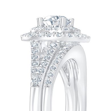 Brilliant Love 10k White Gold 1 5/8 Carat T.W. Lab Grown Diamond Cushion Frame Ring