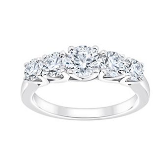 Brilliant Love 10k White Gold 1 1/2 Carat T.W. Lab Grown Diamond 5-Stone Round Band