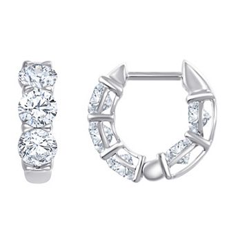 Brilliant Love 10k White Gold 2 1/2 Carat T.W. Lab Grown Diamond Hoop Earrings