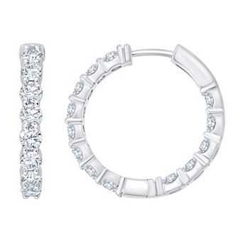 Brilliant Love 10k White Gold 2 Carat T.W. Lab Grown Diamond Hoop Earrings