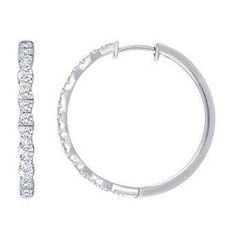 Brilliant Love 10k White Gold 1 Carat T.W. Lab Grown Diamond Hoop Earrings