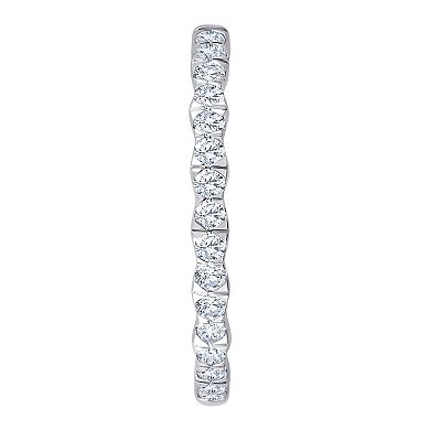 Brilliant Love 10k White Gold 1 Carat T.W. Lab Grown Diamond Hoop Earrings