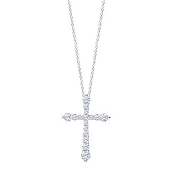 Brilliant Love 10k White Gold 3/4 Carat T.W. Lab Grown Diamond Cross Pendant Necklace