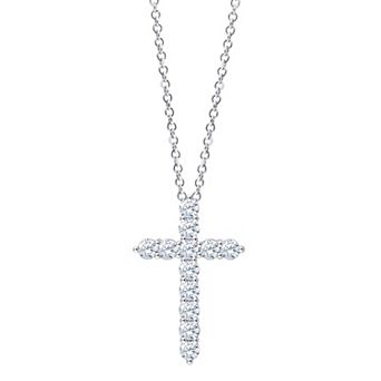 Brilliant Love 10k White Gold 1 Carat T.W. Lab Grown Diamond Cross Pendant Necklace