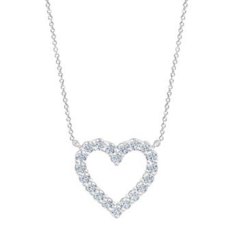 Brilliant Love 10k White Gold 3/4 Carat T.W. Lab Grown Diamond Heart Pendant Necklace