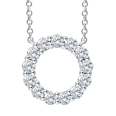 Brilliant Love 10k White Gold 1 Carat T.W. Lab Grown Diamond Circle Pendant Necklace