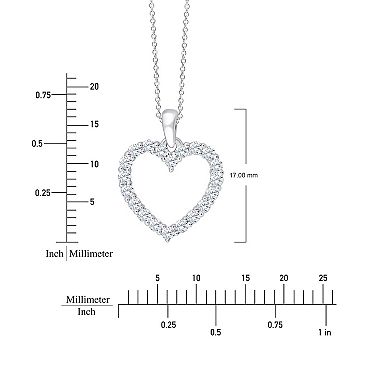 Brilliant Love 10k White Gold 1/4 Carat T.W. Lab Grown Diamond Heart Pendant Necklace