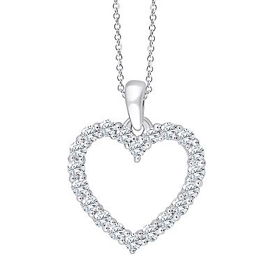 Brilliant Love 10k White Gold 1/4 Carat T.W. Lab Grown Diamond Heart Pendant Necklace