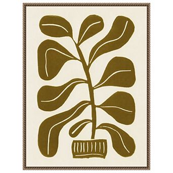 Linocut Houseplant No 2 by Alisa Galitsyna Framed Canvas Wall Art Print
