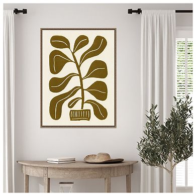 Linocut Houseplant No 2 by Alisa Galitsyna Framed Canvas Wall Art Print