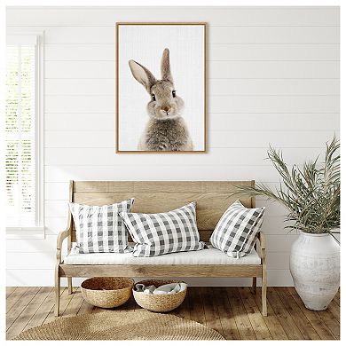 Peekaboo Bunny by Lola Peacock Framed Canvas Wall Art Print