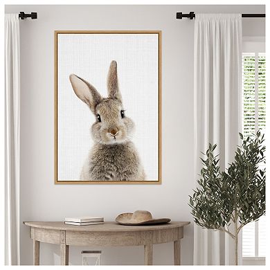Peekaboo Bunny by Lola Peacock Framed Canvas Wall Art Print