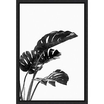 Monstera Black and White 03 by Amini54 Framed Canvas Wall Art Print