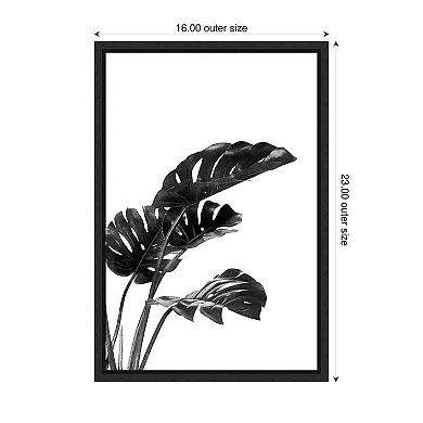 Monstera Black and White 03 by Amini54 Framed Canvas Wall Art Print