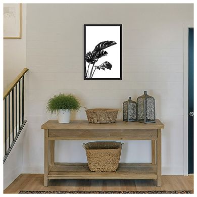 Monstera Black and White 03 by Amini54 Framed Canvas Wall Art Print