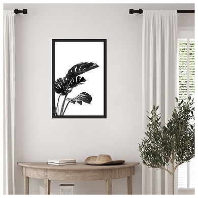 Monstera Black and White 03 by Amini54 Framed Canvas Wall Art Print