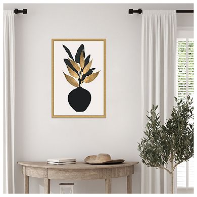 Beige Bouquet No 5 by Eins Kubistika Framed Canvas Wall Art Print