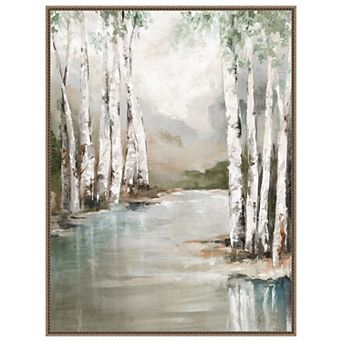Veil of Silver Trunks by Luna Mavis Framed Canvas Wall Art Print