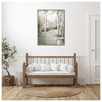 Veil of Silver Trunks by Luna Mavis Framed Canvas Wall Art Print