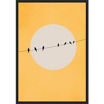 Chirping and Chilling by Eins Kubistika Framed Canvas Wall Art Print