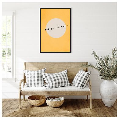 Chirping and Chilling by Eins Kubistika Framed Canvas Wall Art Print