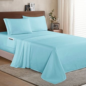 Elegant Comfort Solid 3 Line Embroidery - Soft as a Hotel Premium Quality, 5 pc Sheet Set