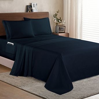 Elegant Comfort Solid 3 Line Embroidery - Soft as a Hotel Premium Quality, 5 pc Sheet Set