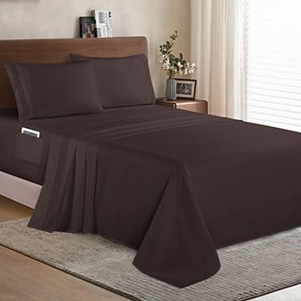 Elegant Comfort Solid 3 Line Embroidery - Soft as a Hotel Premium Quality, 5 pc Sheet Set
