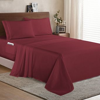Elegant Comfort Solid 3 Line Embroidery - Soft as a Hotel Premium Quality, 5 pc Sheet Set