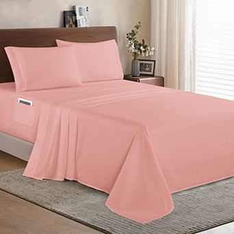 Elegant Comfort Solid 3 Line Embroidery - Soft as a Hotel Premium Quality, 5 pc Sheet Set
