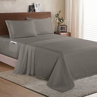 Elegant Comfort Solid 3 Line Embroidery - Soft as a Hotel Premium Quality, 5 pc Sheet Set