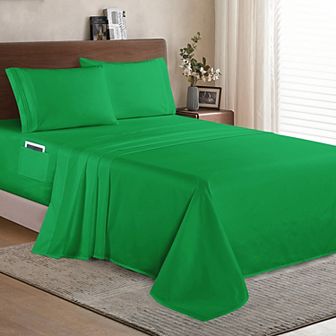 Elegant Comfort Solid 3 Line Embroidery - Soft as a Hotel Premium Quality, 5 pc Sheet Set