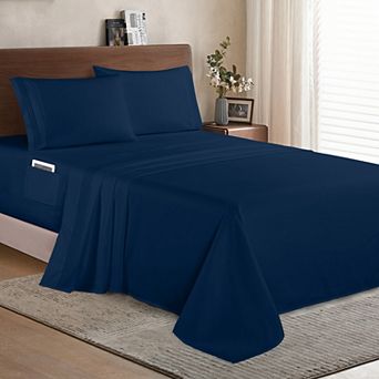 Elegant Comfort Solid 3 Line Embroidery - Soft as a Hotel Premium Quality, 5 pc Sheet Set