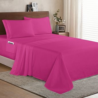 Elegant Comfort Solid 3 Line Embroidery - Soft as a Hotel Premium Quality, 5 pc Sheet Set