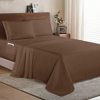 Elegant Comfort Solid 3 Line Embroidery - Soft as a Hotel Premium Quality, 5 pc Sheet Set