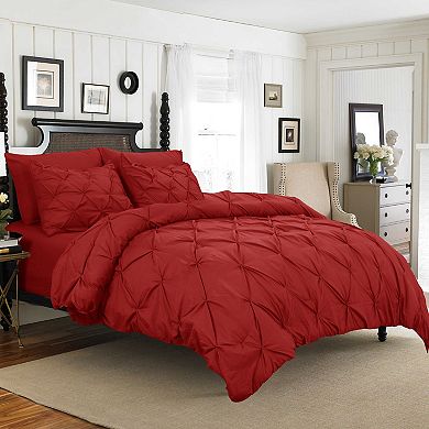 Elegant Comfort Pinch Pleated Pintuck Pattern, 3-Piece Duvet Cover Set - Features Corner Ties