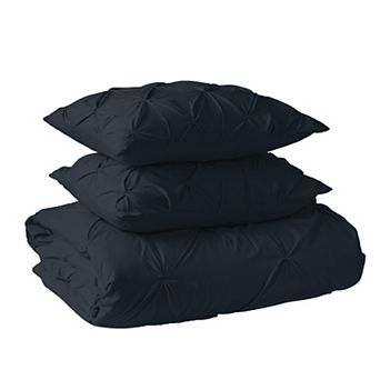 Elegant Comfort Pinch Pleated Pintuck Pattern, 3 pc Duvet Cover Set - Features Corner Ties