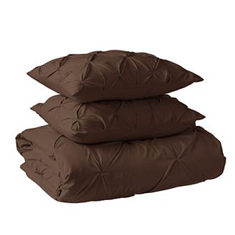 Elegant Comfort Pinch Pleated Pintuck Pattern, 3 pc Duvet Cover Set - Features Corner Ties