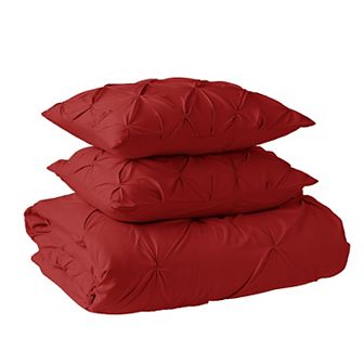Elegant Comfort Pinch Pleated Pintuck Pattern, 3 pc Duvet Cover Set - Features Corner Ties