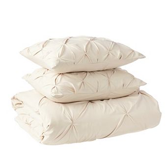 Elegant Comfort Pinch Pleated Pintuck Pattern, 3 pc Duvet Cover Set - Features Corner Ties