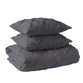 Elegant Comfort Pinch Pleated Pintuck Pattern, 3 pc Duvet Cover Set - Features Corner Ties