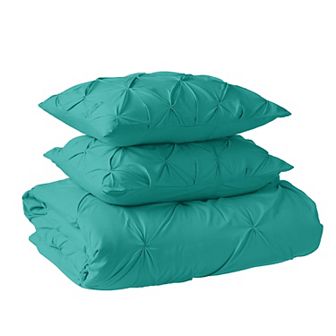 Elegant Comfort Pinch Pleated Pintuck Pattern, 3 pc Duvet Cover Set - Features Corner Ties