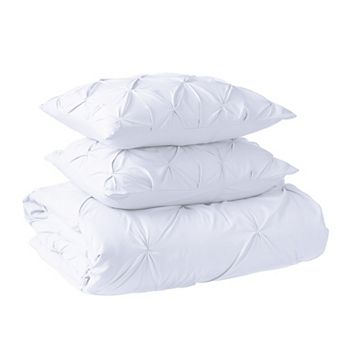 Elegant Comfort Pinch Pleated Pintuck Pattern, 3 pc Duvet Cover Set - Features Corner Ties
