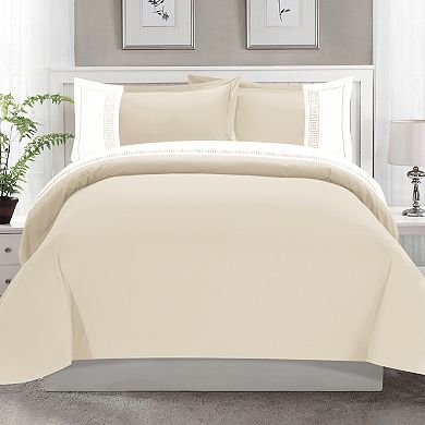 Elegant Comfort 3-Piece Greek Embroidered Duvet Cover Set