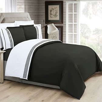 Elegant Comfort 3 pc Greek Embroidered Duvet Cover Set