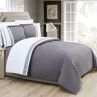 Elegant Comfort 3 pc Greek Embroidered Duvet Cover Set