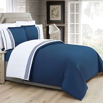 Elegant Comfort 3 pc Greek Embroidered Duvet Cover Set
