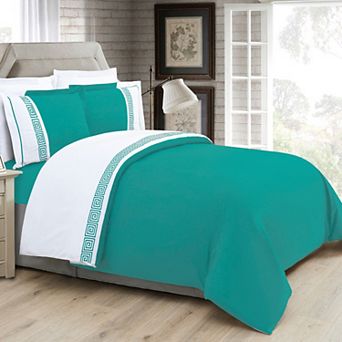 Elegant Comfort 3 pc Greek Embroidered Duvet Cover Set