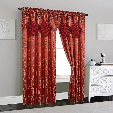 Elegant Comfort Set of 2 Aurora Curtain Panels- Attached Valance - Rod Pocket- 54" W x 84" L
